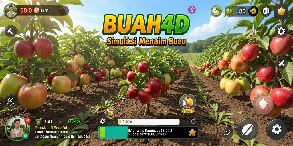 Tampilan gameplay BUAH4D yang menarik dengan aktivitas menanam buah.