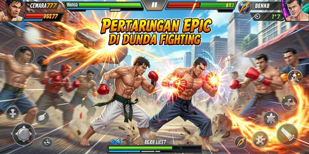Screenshot utama CEMARA777 menunjukkan pertarungan seru di arena Fighting.