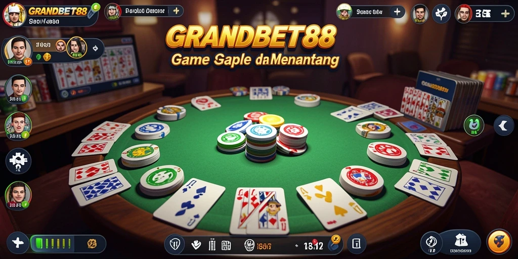 Tampilan gameplay Gaple yang seru dan menantang di GRANDBET88.