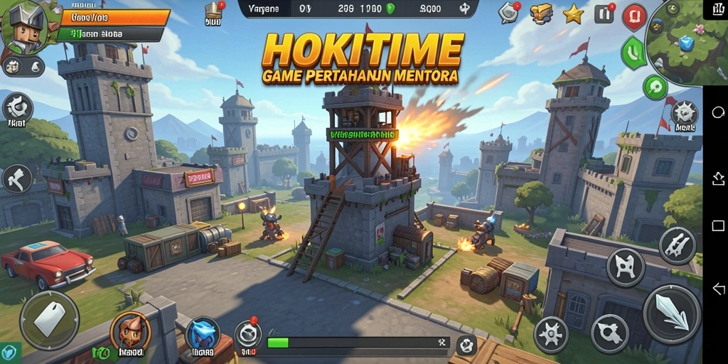 Tampilan aksi mendebarkan dalam gameplay HOKITIME Tower Defense.
