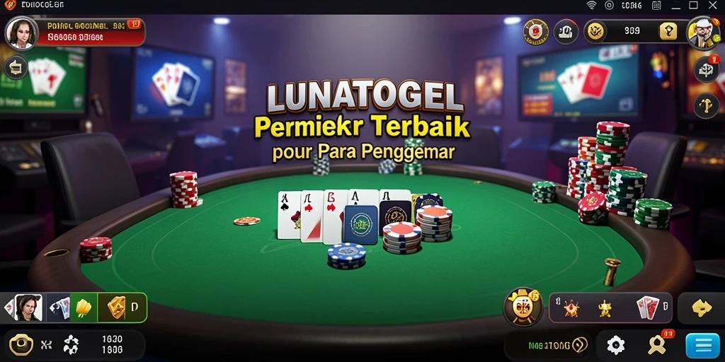 Tampilan gameplay seru dalam aplikasi LUNATOGEL yang menampilkan kartu poker.