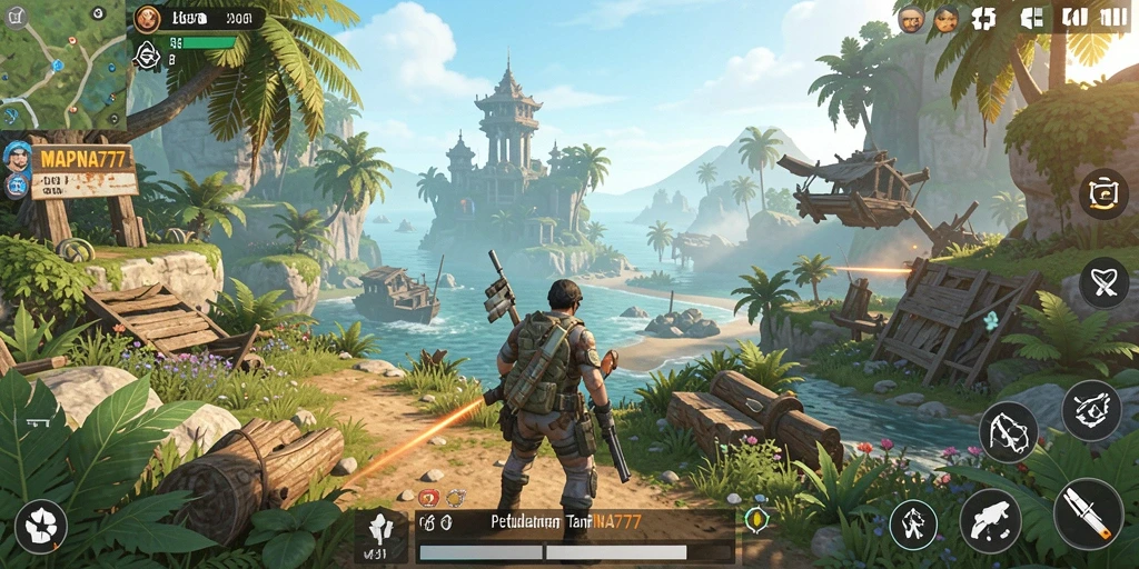 Tangkapan layar gameplay MAPNA777 menampilkan petualangan di dunia terbuka.