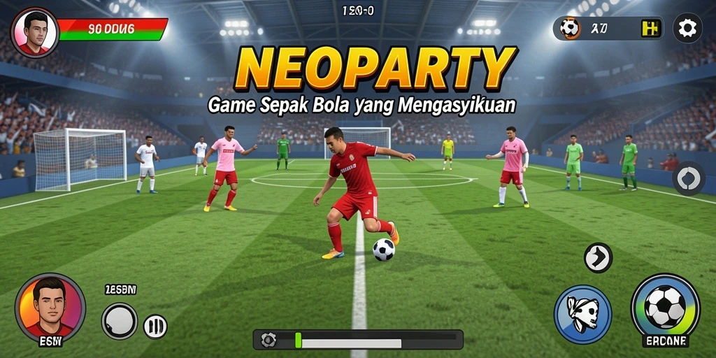 Tampilan aksi seru dari gameplay NEOPARTY di lapangan hijau.