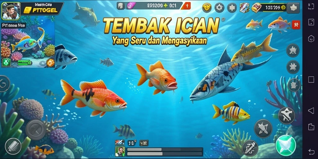 Gameplay PTTOGEL menampilkan aksi seru menembak ikan dengan grafis menarik.
