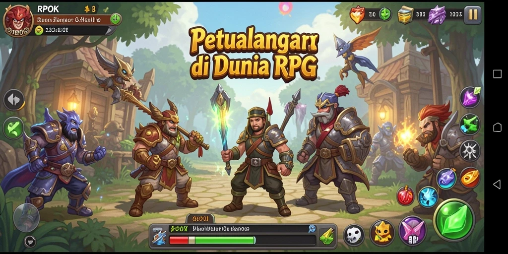 Tampilan gameplay RPG menawan di RPOK dengan petualangan epik.