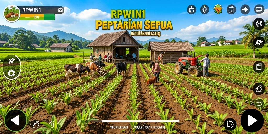 Tampilan gameplay seru dalam RPWIN1 yang menawarkan pengalaman bertani.